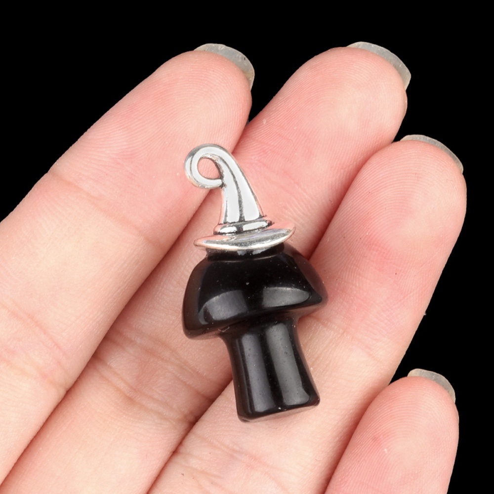 Gemstone Mushroom Wizard Cap Pendant for Making Jewlery 15X20mm Stone Halloween Charms