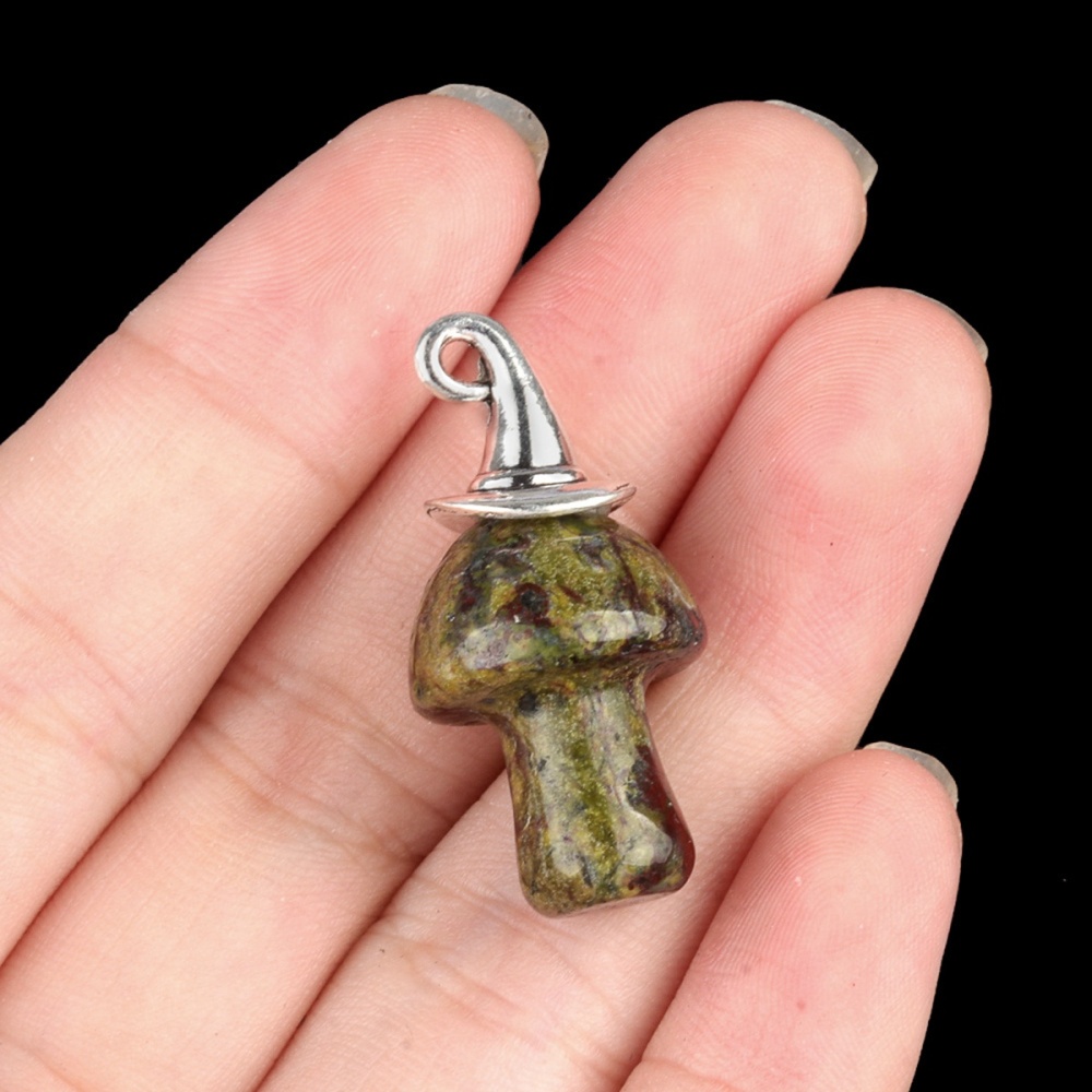 Gemstone Mushroom Wizard Cap Pendant for Making Jewlery 15X20mm Stone Halloween Charms