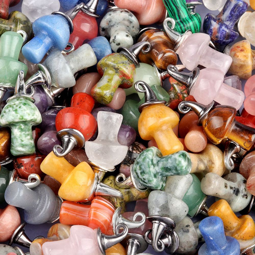 Gemstone Mushroom Wizard Cap Pendant for Making Jewlery 15X20mm Stone Halloween Charms