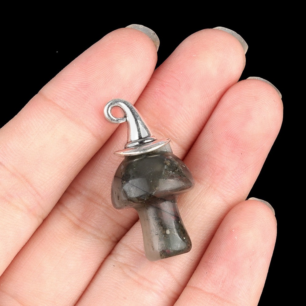 Crazy Agate Mushroom Wizard Cap Pendant for Making Jewlery 15X20mm Stone Halloween Charms