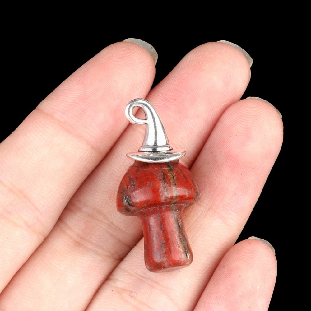 Crazy Agate Mushroom Wizard Cap Pendant for Making Jewlery 15X20mm Stone Halloween Charms