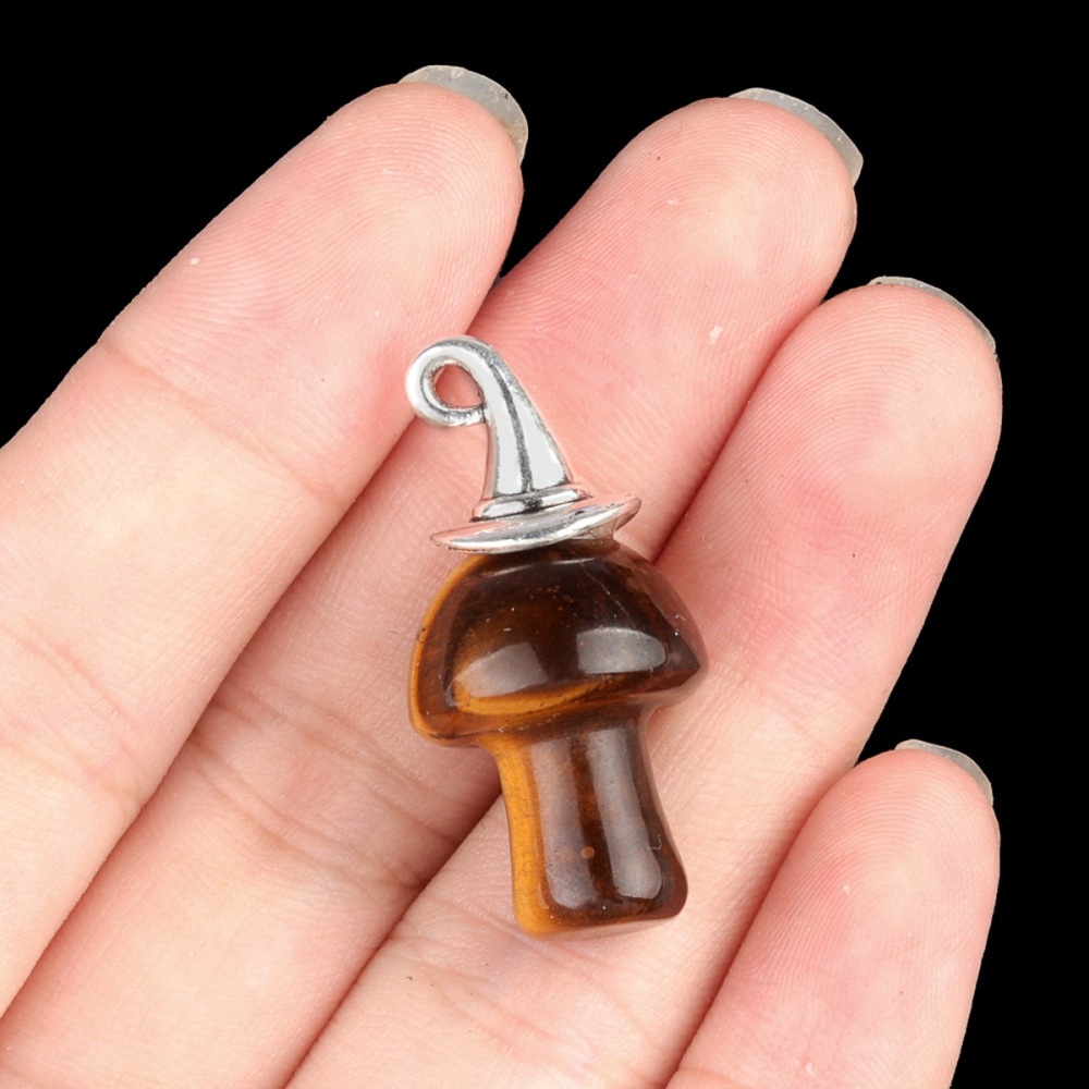 Gemstone Mushroom Wizard Cap Pendant for Making Jewlery 15X20mm Stone Halloween Charms