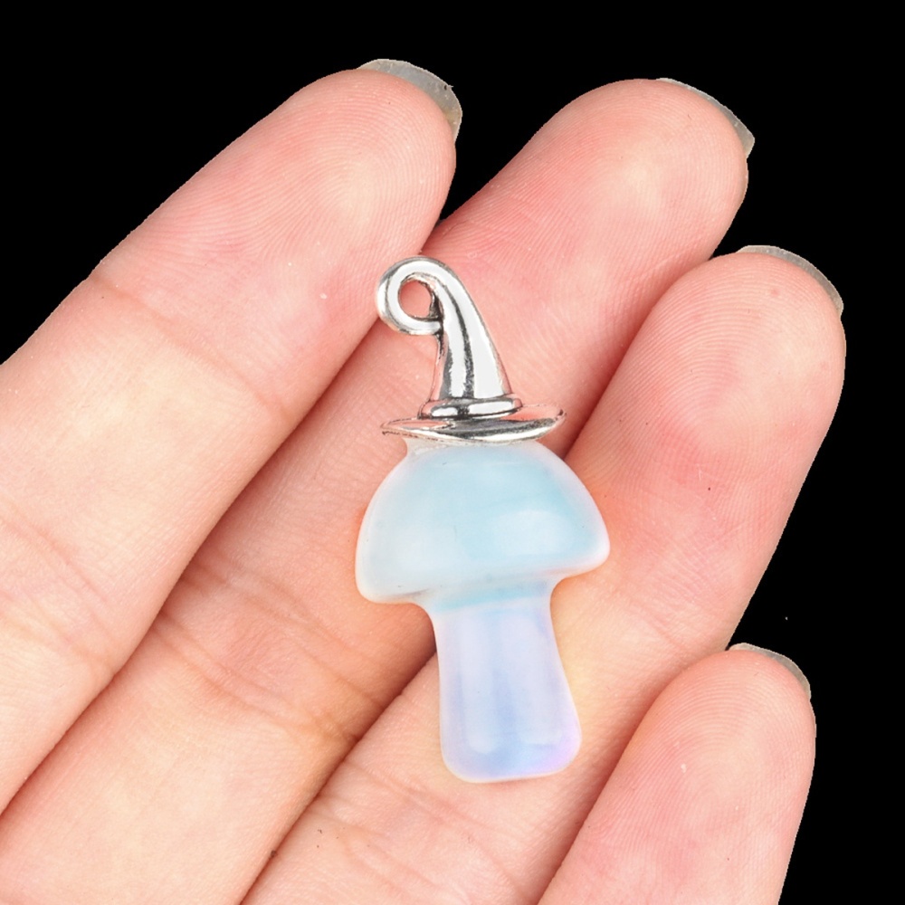 Crazy Agate Mushroom Wizard Cap Pendant for Making Jewlery 15X20mm Stone Halloween Charms