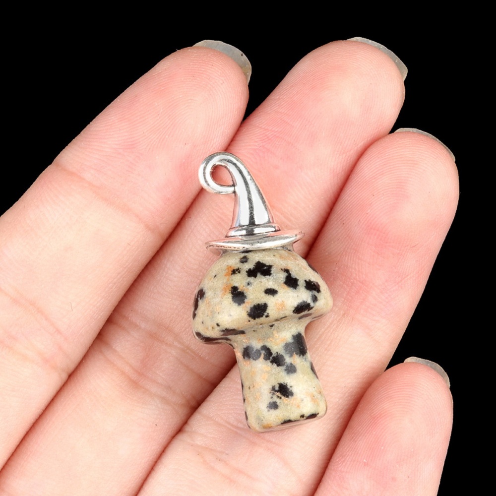 Crazy Agate Mushroom Wizard Cap Pendant for Making Jewlery 15X20mm Stone Halloween Charms