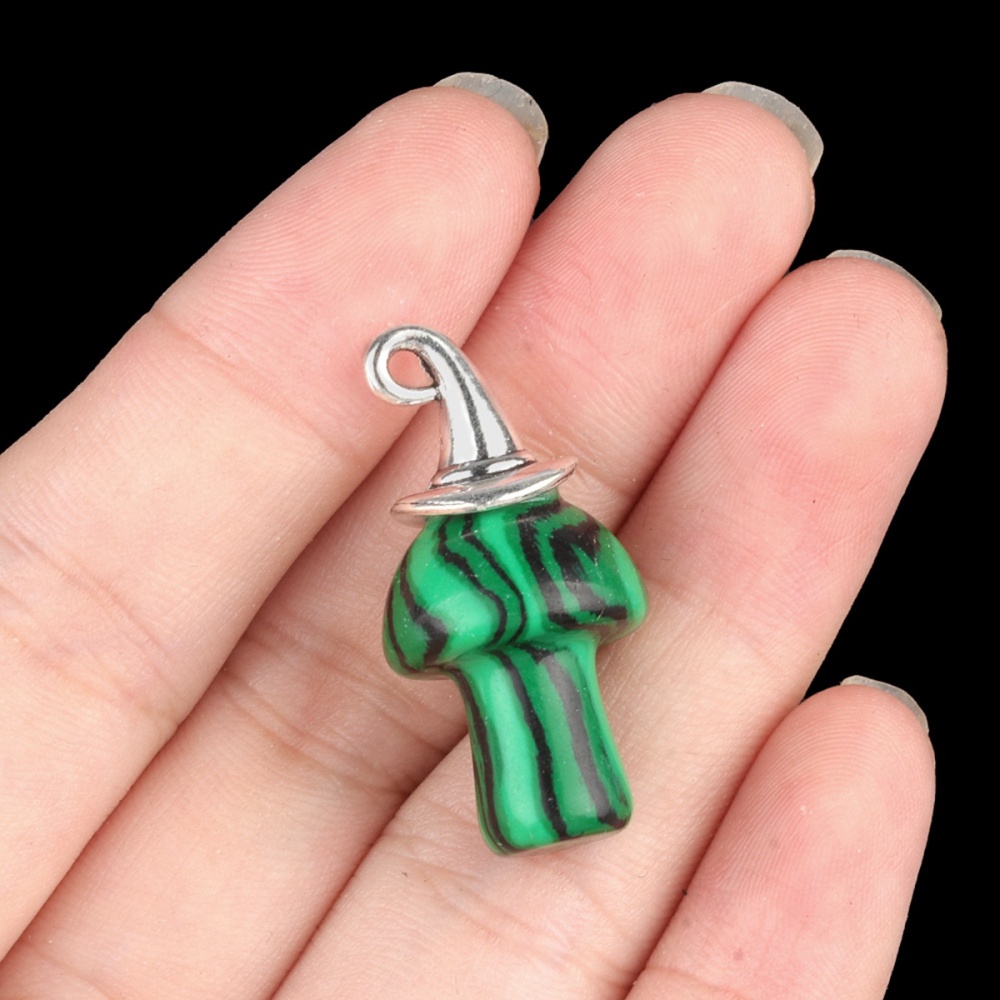 Crazy Agate Mushroom Wizard Cap Pendant for Making Jewlery 15X20mm Stone Halloween Charms