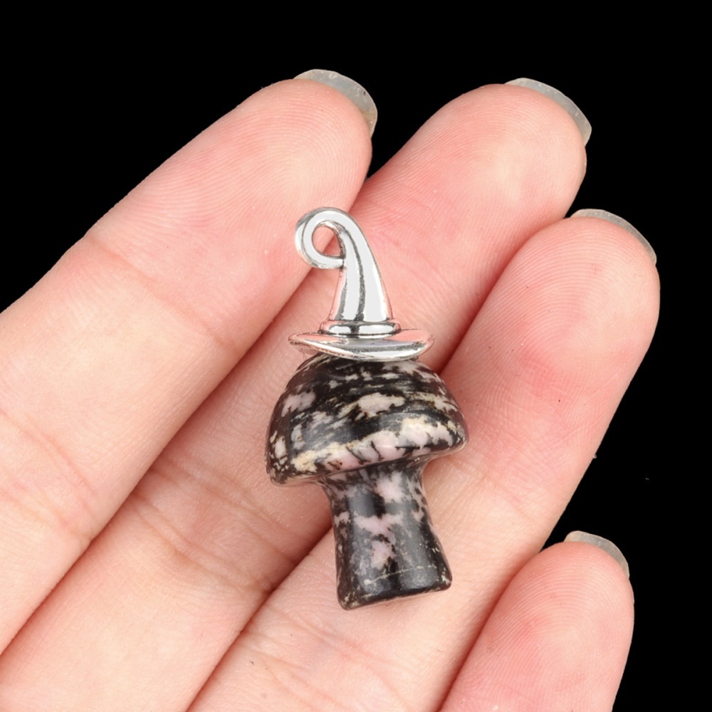 Crazy Agate Mushroom Wizard Cap Pendant for Making Jewlery 15X20mm Stone Halloween Charms