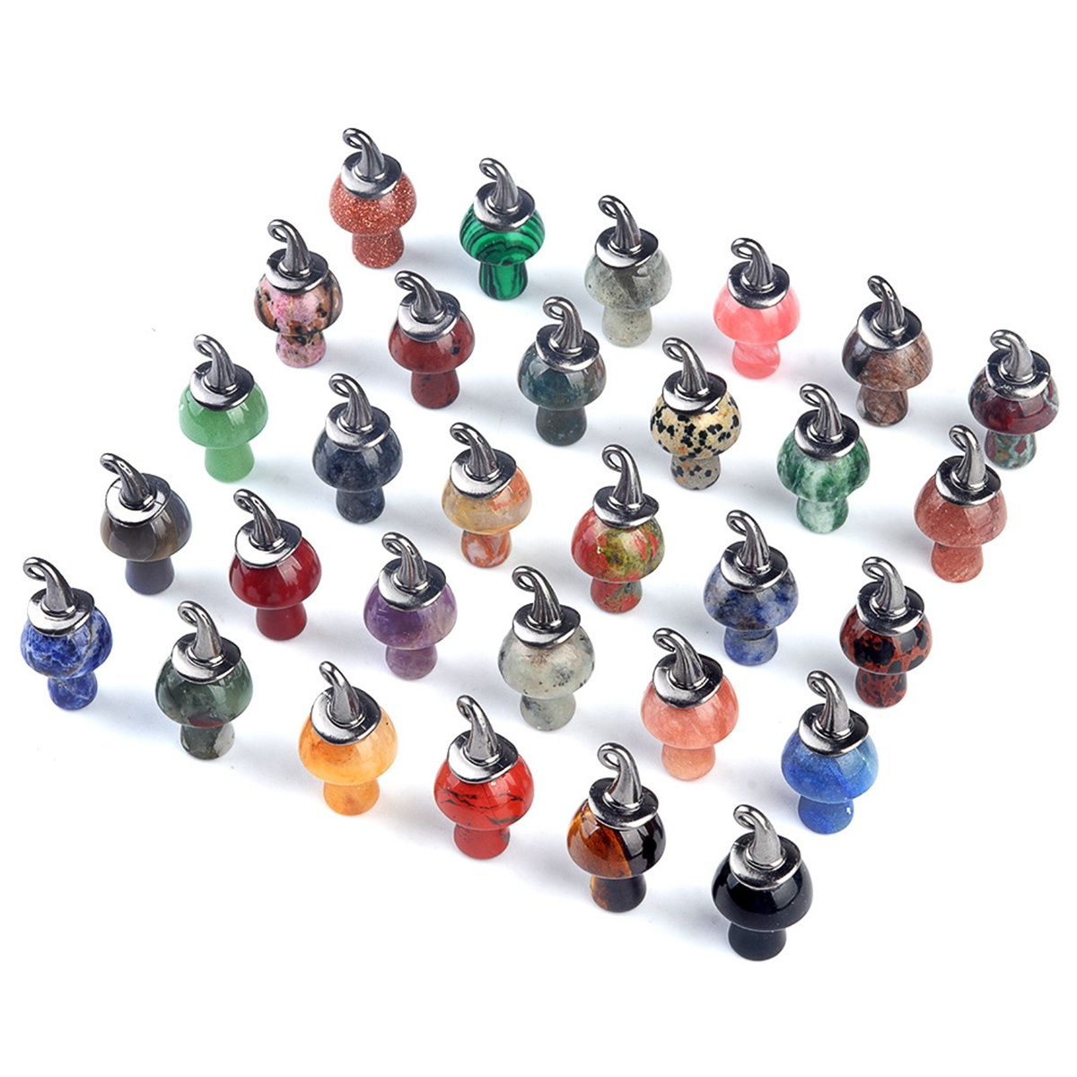 Gemstone Mushroom Wizard Cap Pendant for Making Jewlery 15X20mm Stone Halloween Charms