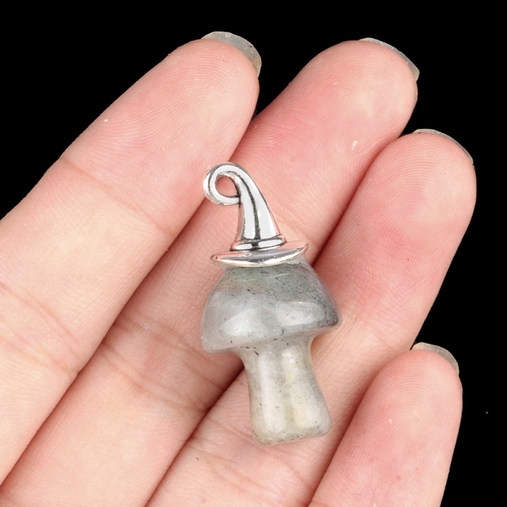 Crazy Agate Mushroom Wizard Cap Pendant for Making Jewlery 15X20mm Stone Halloween Charms