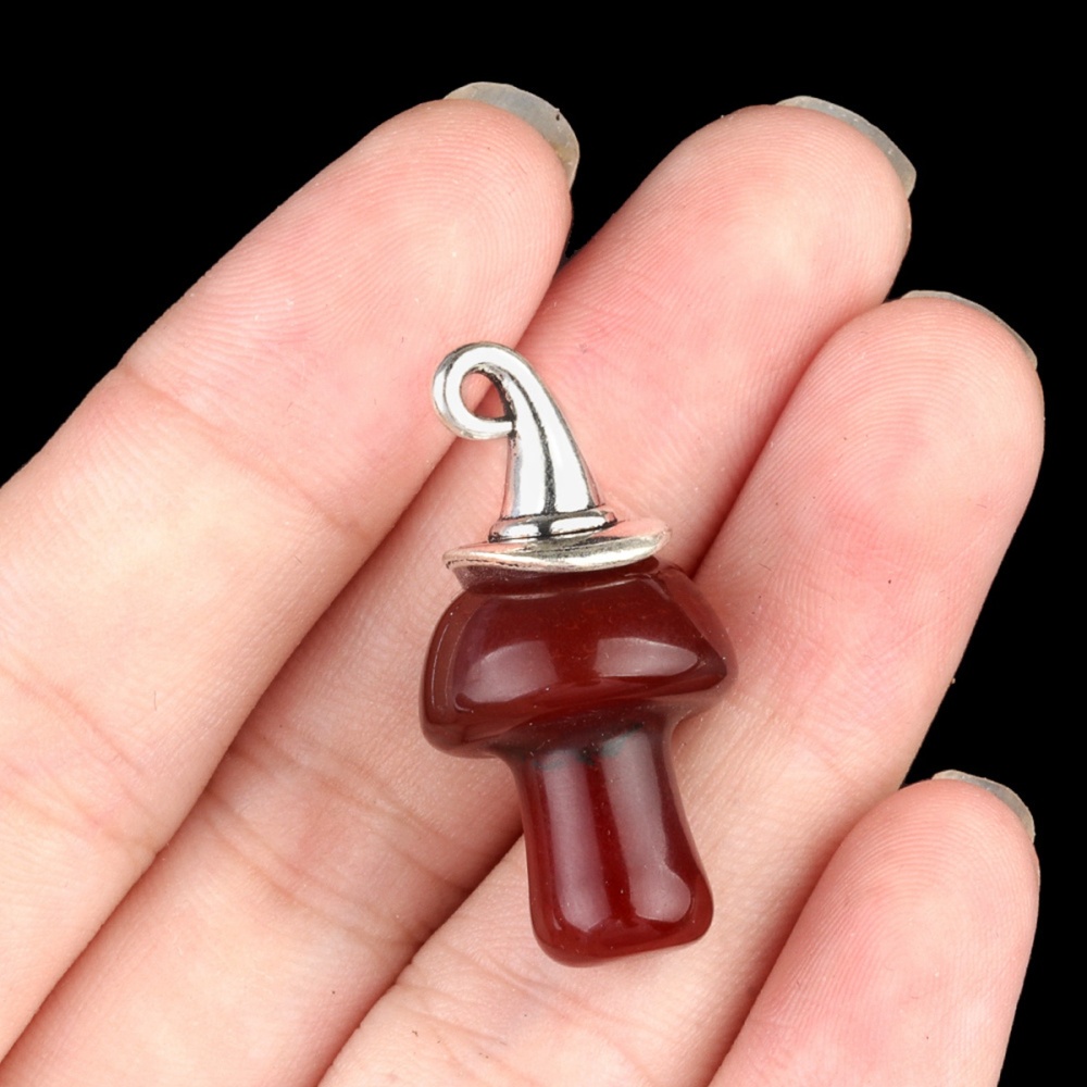 Gemstone Mushroom Wizard Cap Pendant for Making Jewlery 15X20mm Stone Halloween Charms