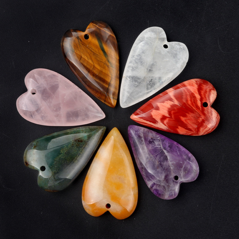 Love Heart Gemstone Pendant for Making Jewelry 20x40MM