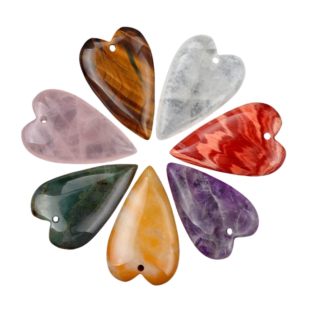 Love Heart Gemstone Pendant for Making Jewelry 20x40MM