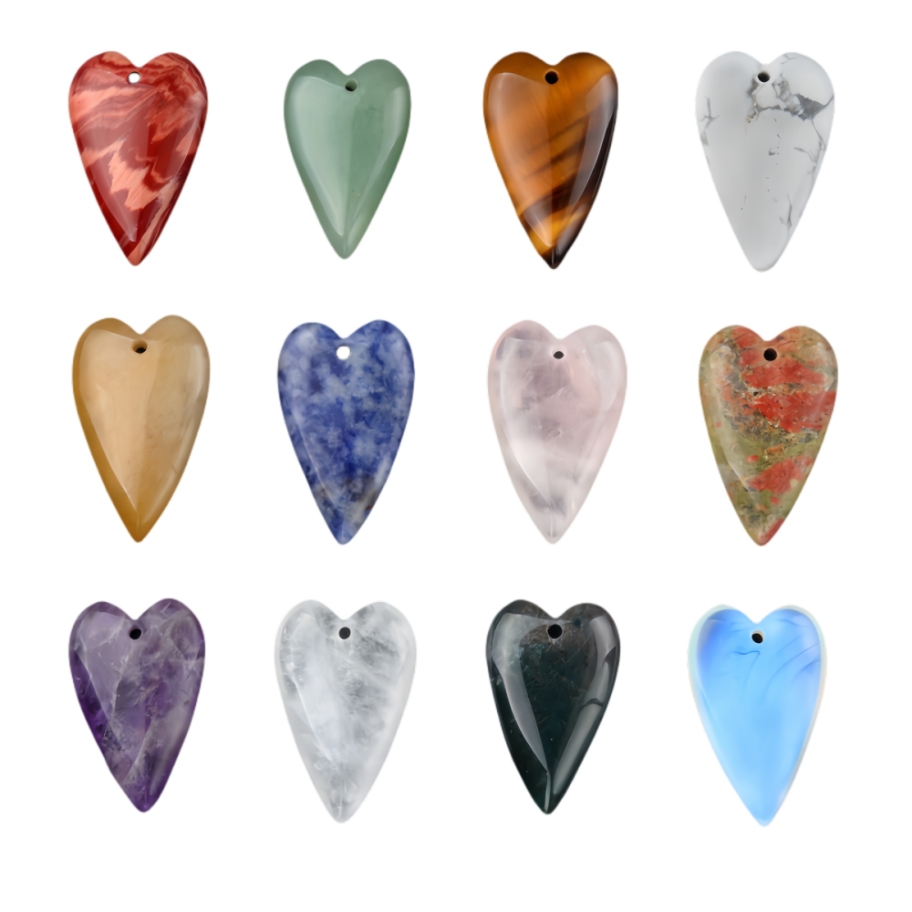 Love Heart Gemstone Pendant for Making Jewelry 20x40MM