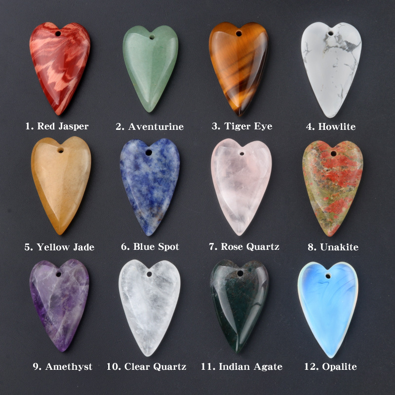 Love Heart Gemstone Pendant for Making Jewelry 20x40MM