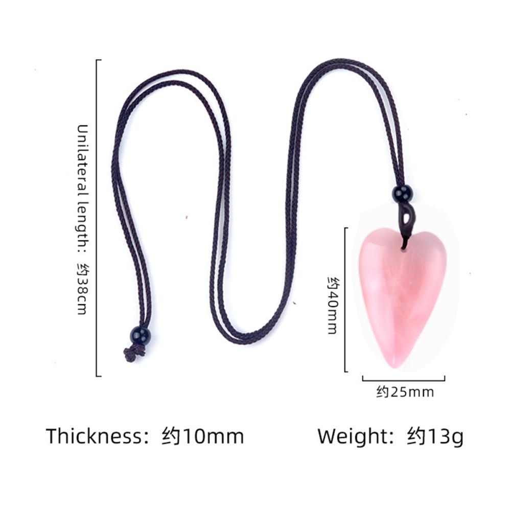 Women Gemstone Heart Pendant Necklace  Adjustable Rope Chain Healing Chakra Crystal Choker Jewelry