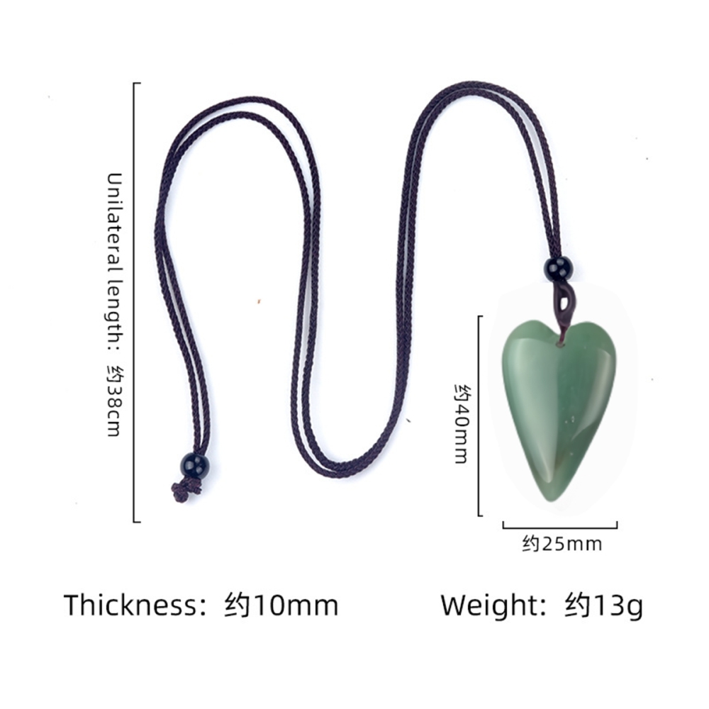 Women Gemstone Heart Pendant Necklace  Adjustable Rope Chain Healing Chakra Crystal Choker Jewelry