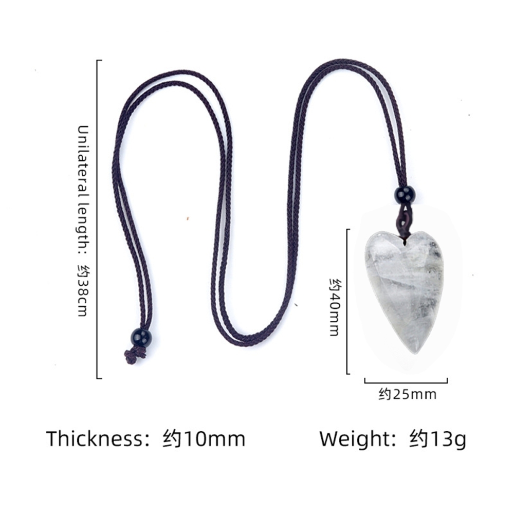 Women Gemstone Heart Pendant Necklace  Adjustable Rope Chain Healing Chakra Crystal Choker Jewelry