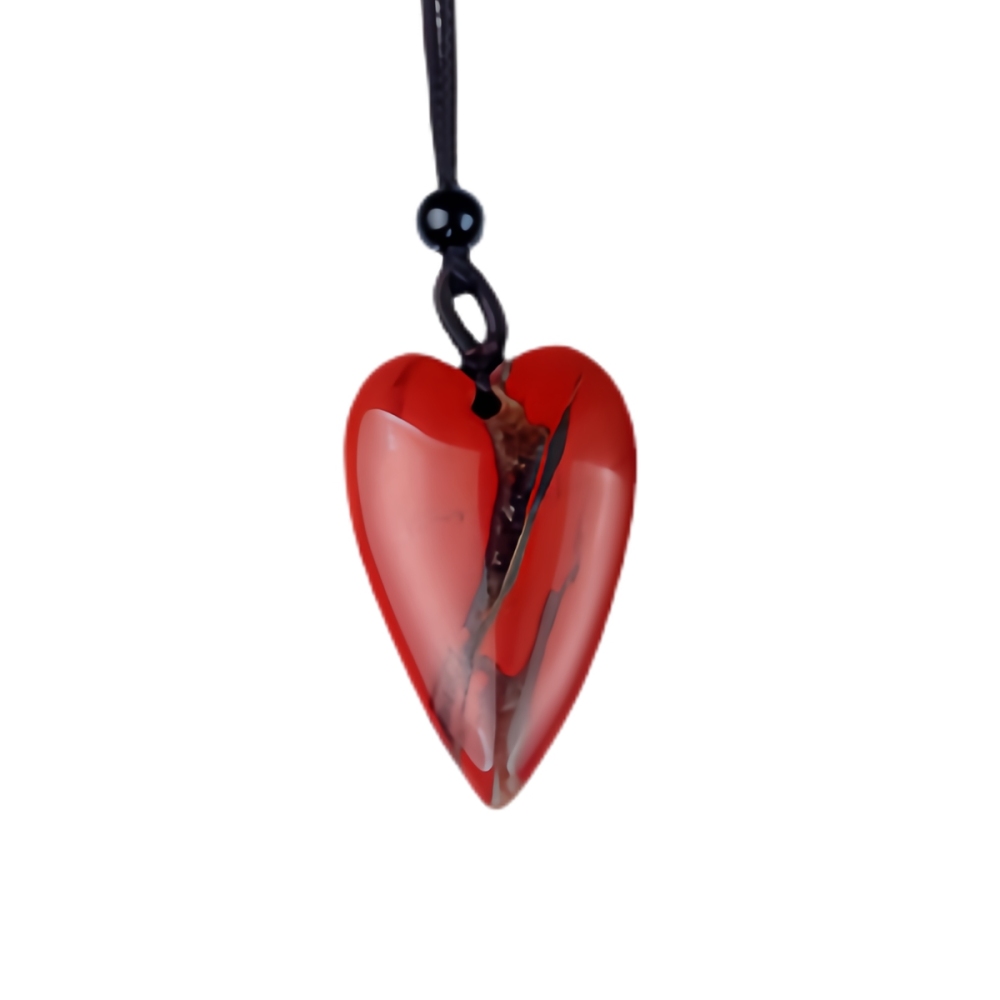 Women Gemstone Heart Pendant Necklace  Adjustable Rope Chain Healing Chakra Crystal Choker Jewelry