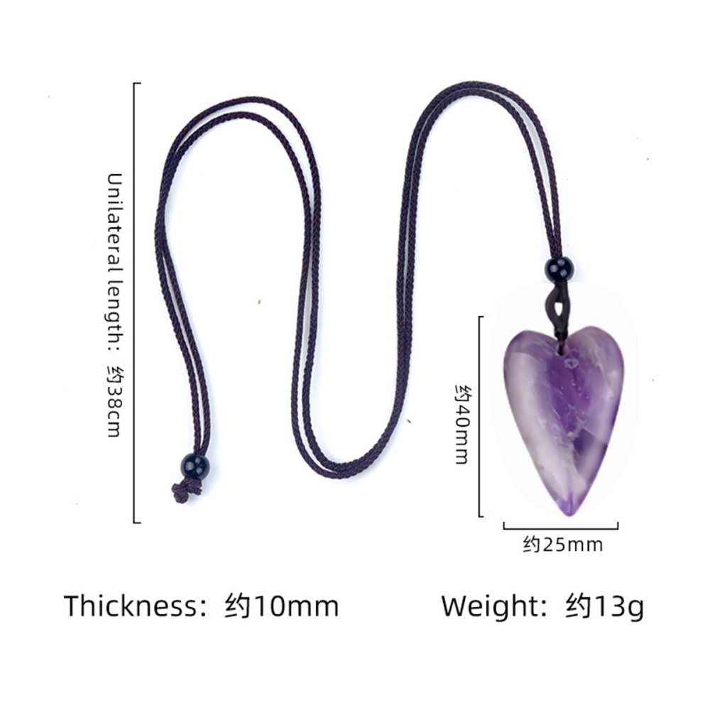 Women Gemstone Heart Pendant Necklace  Adjustable Rope Chain Healing Chakra Crystal Choker Jewelry