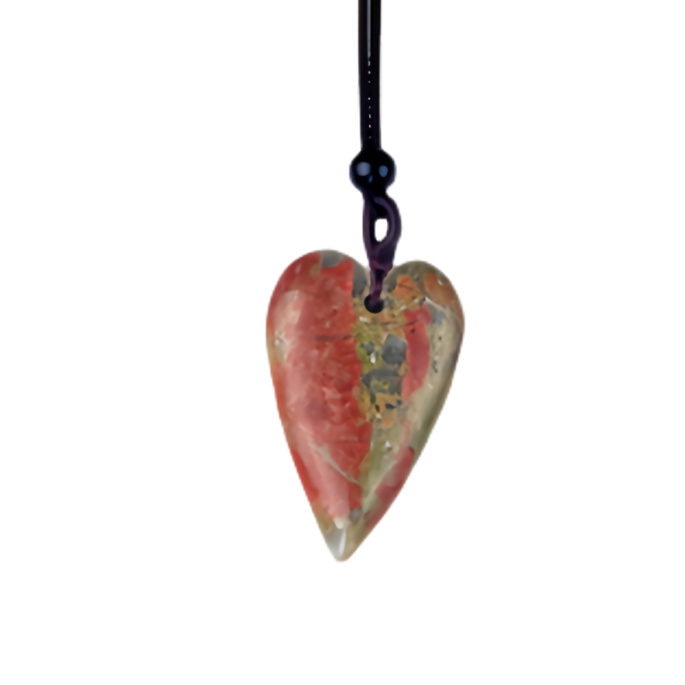 Women Gemstone Heart Pendant Necklace  Adjustable Rope Chain Healing Chakra Crystal Choker Jewelry