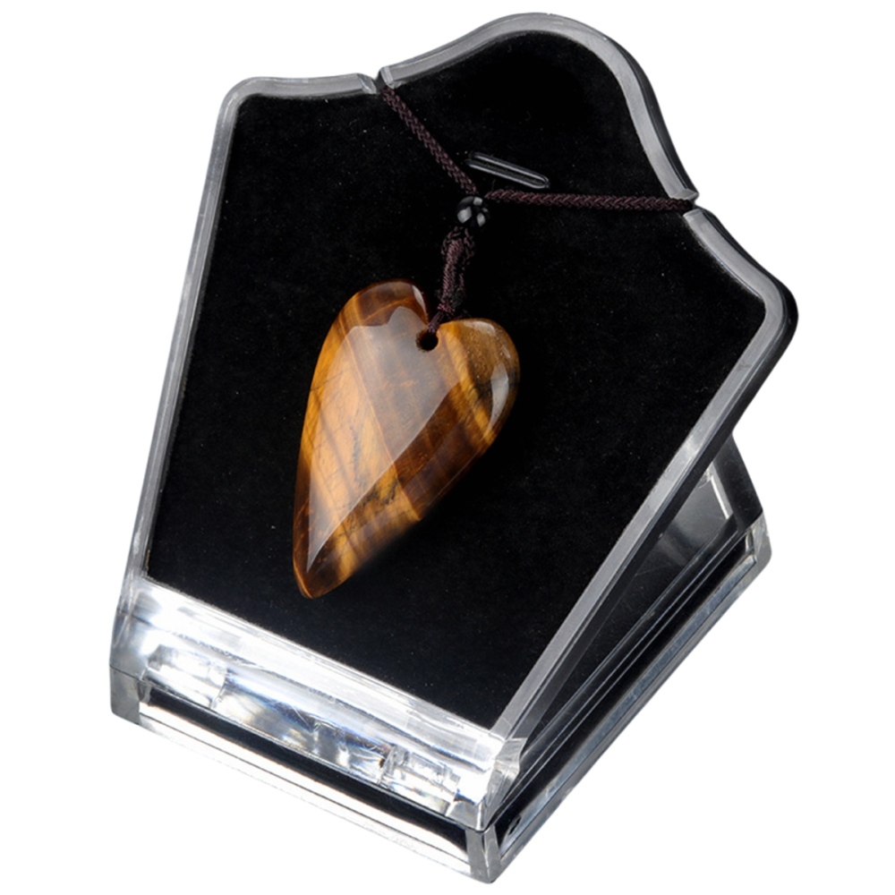 Women Gemstone Heart Pendant Necklace  Adjustable Rope Chain Healing Chakra Crystal Choker Jewelry