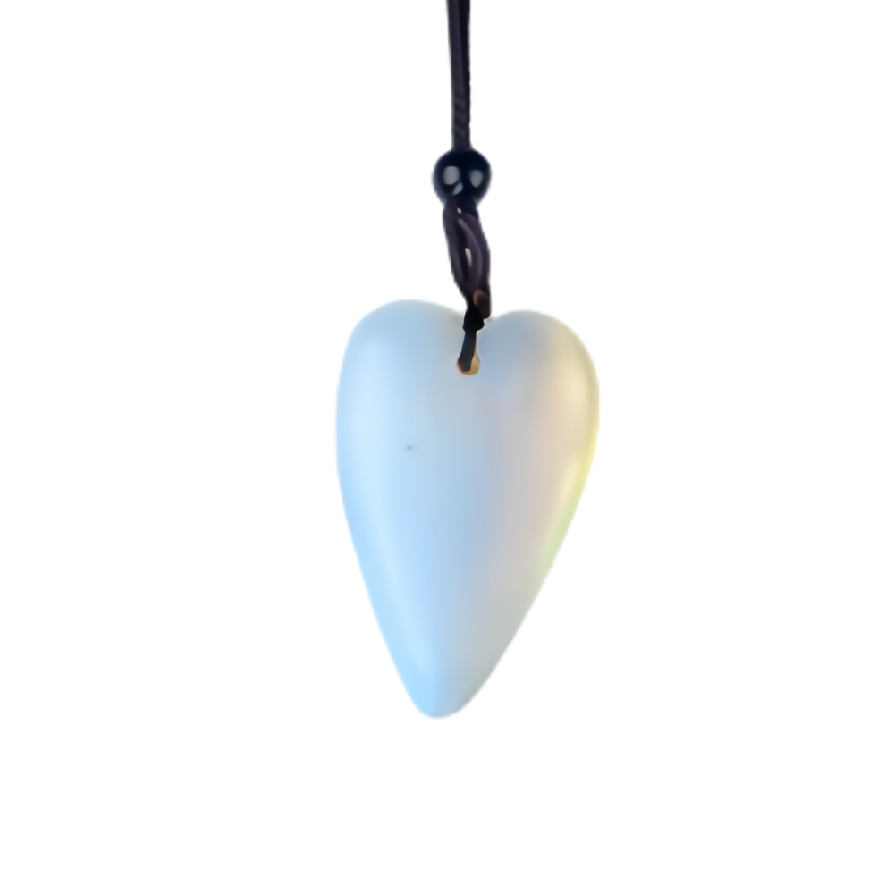Women Gemstone Heart Pendant Necklace  Adjustable Rope Chain Healing Chakra Crystal Choker Jewelry