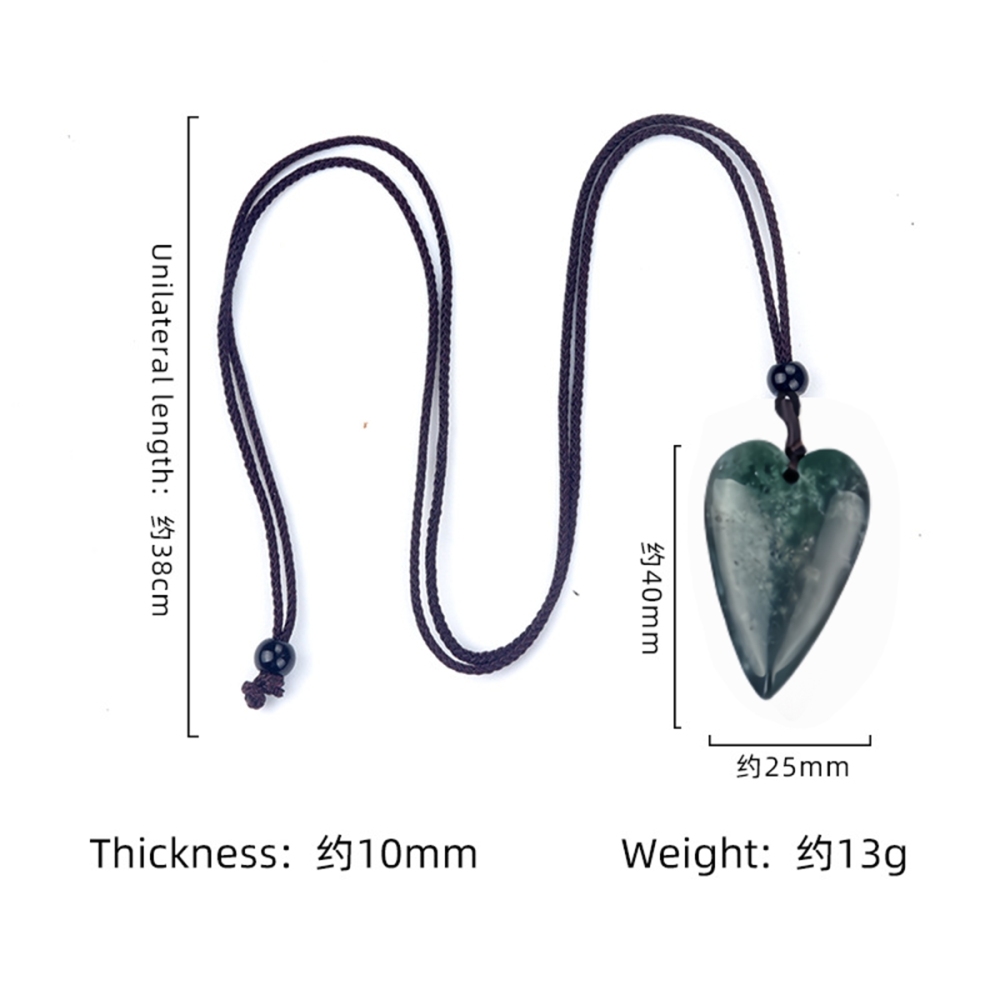 Women Gemstone Heart Pendant Necklace  Adjustable Rope Chain Healing Chakra Crystal Choker Jewelry