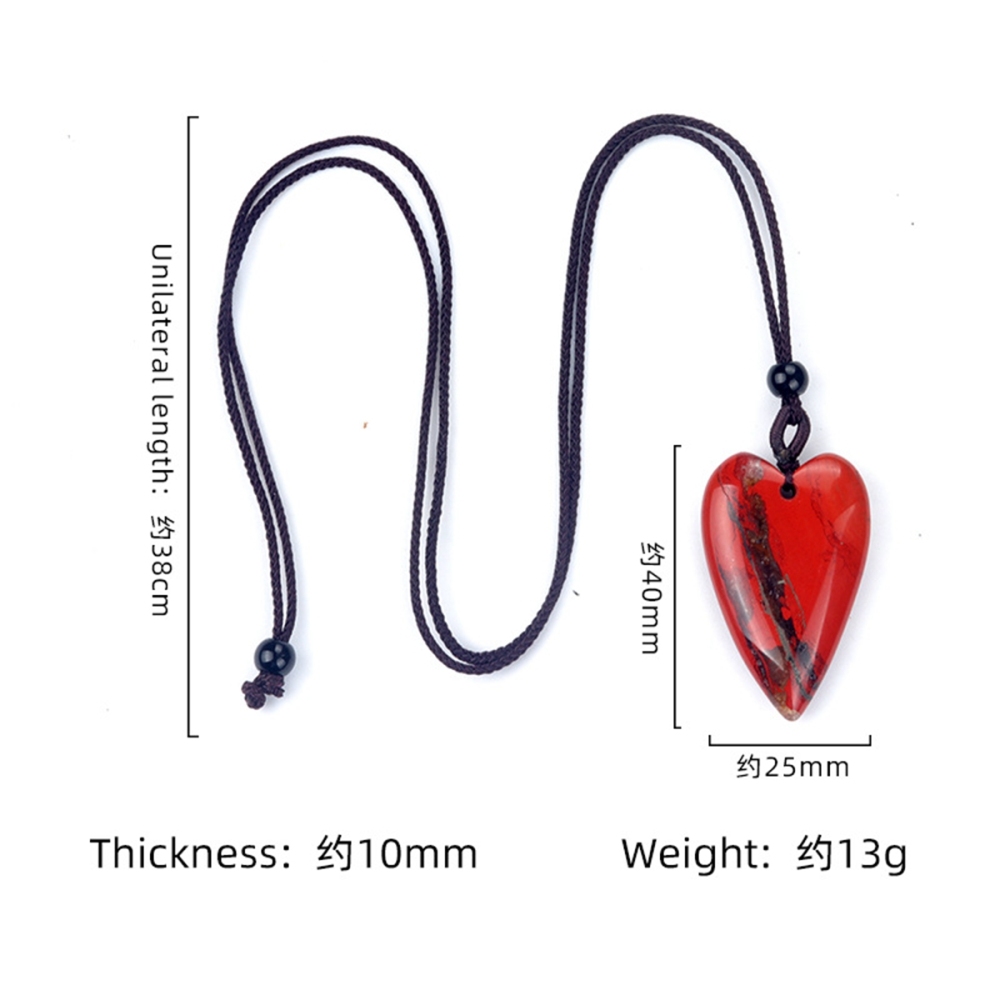 Women Gemstone Heart Pendant Necklace  Adjustable Rope Chain Healing Chakra Crystal Choker Jewelry