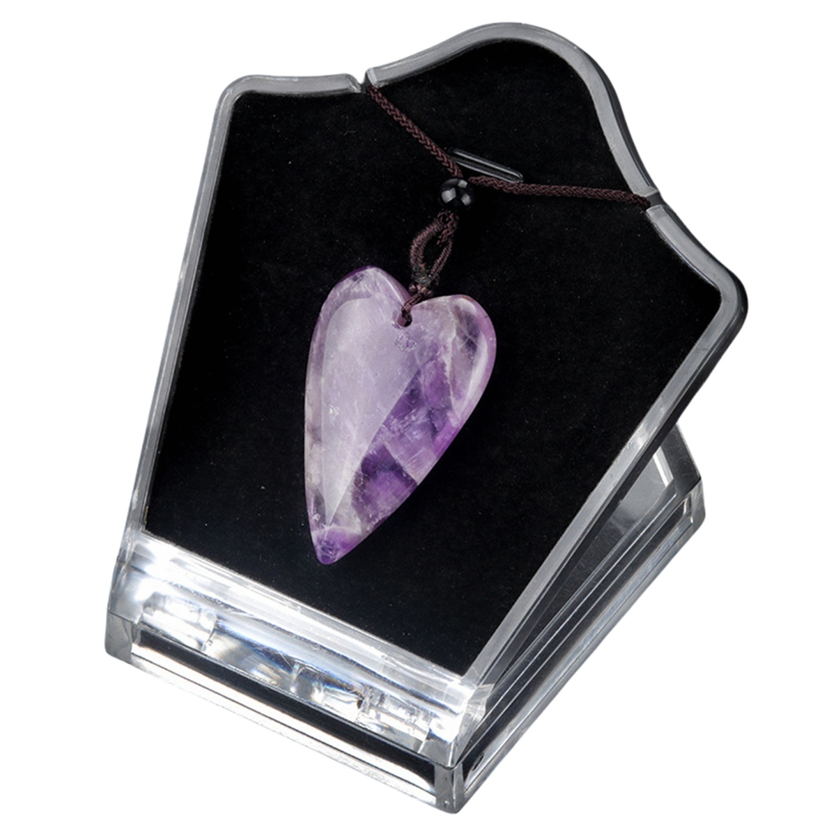 Women Gemstone Heart Pendant Necklace  Adjustable Rope Chain Healing Chakra Crystal Choker Jewelry