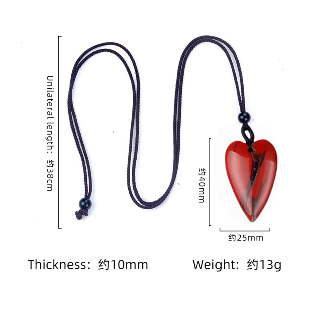 Women Heart Pendant Necklace  Adjustable Rope Chain Healing Chakra Crystal Choker Jewelry