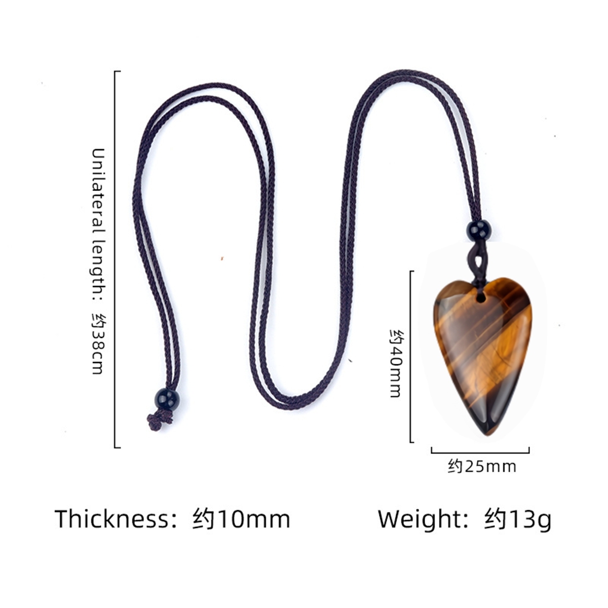 Women Unakite Heart Pendant Necklace  Adjustable Rope Chain Healing Chakra Crystal Choker Jewelry