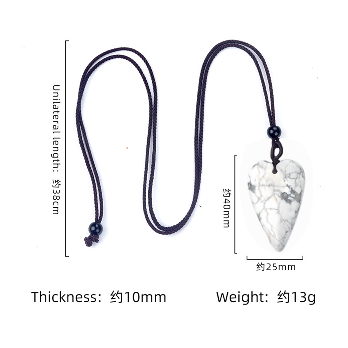 Women Unakite Heart Pendant Necklace  Adjustable Rope Chain Healing Chakra Crystal Choker Jewelry
