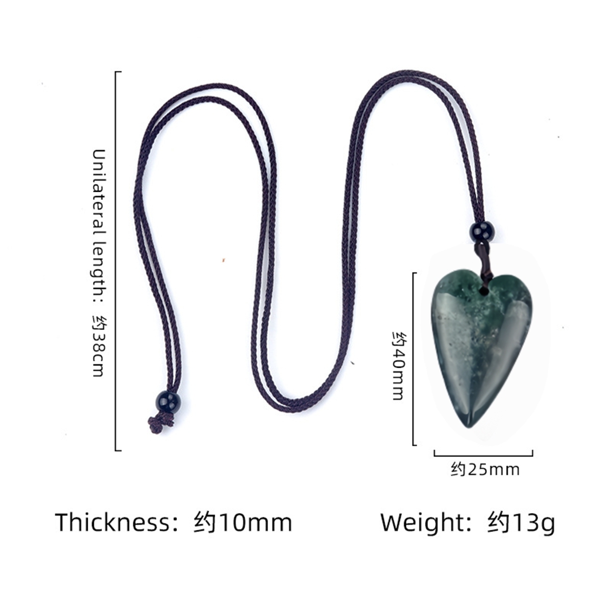 Women Heart Pendant Necklace  Adjustable Rope Chain Healing Chakra Crystal Choker Jewelry