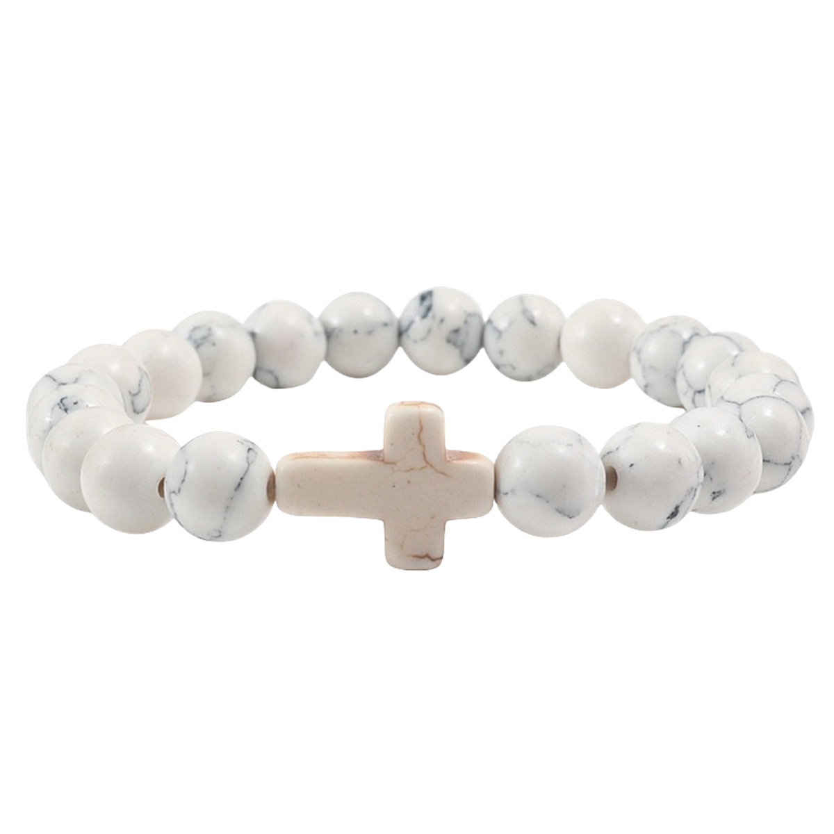 Colorful Turquoise Cross 8MM Stone Beads Stretch Bracelets for Women Men