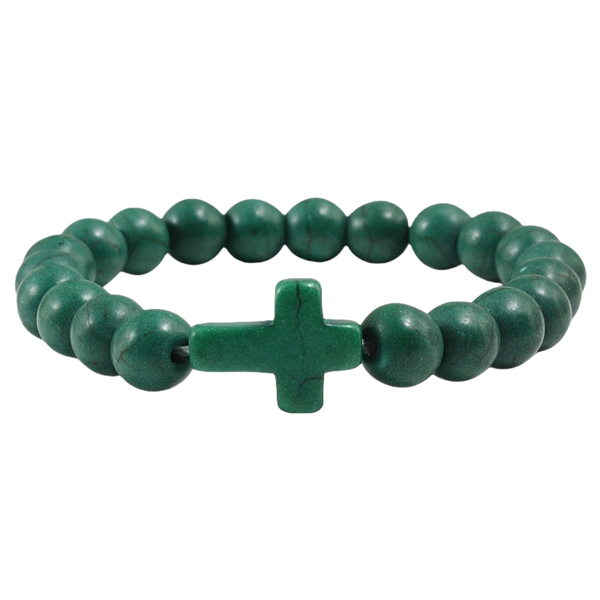 Colorful Turquoise Cross 8MM Stone Beads Stretch Bracelets for Women Men
