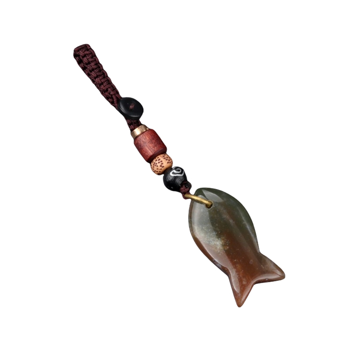 Gemstone Fish Pendant Woven Keychain