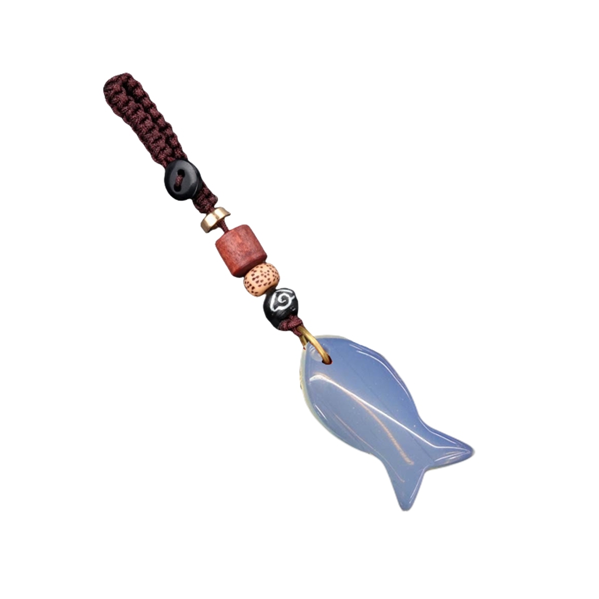Gemstone Fish Pendant Woven Keychain