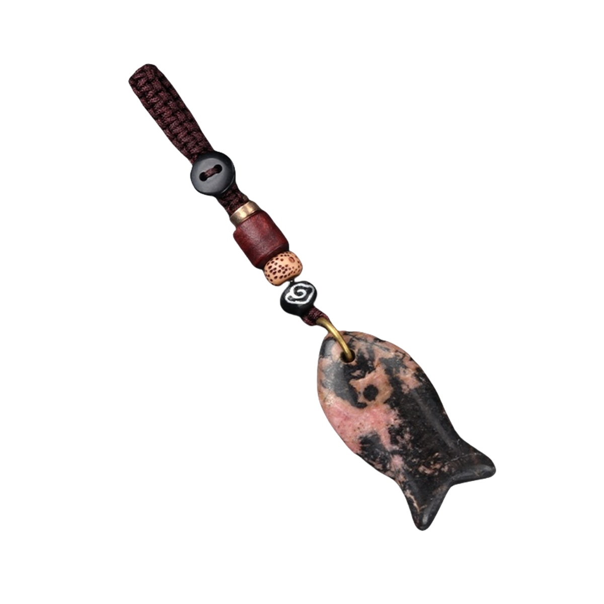 Gemstone Fish Pendant Woven Keychain