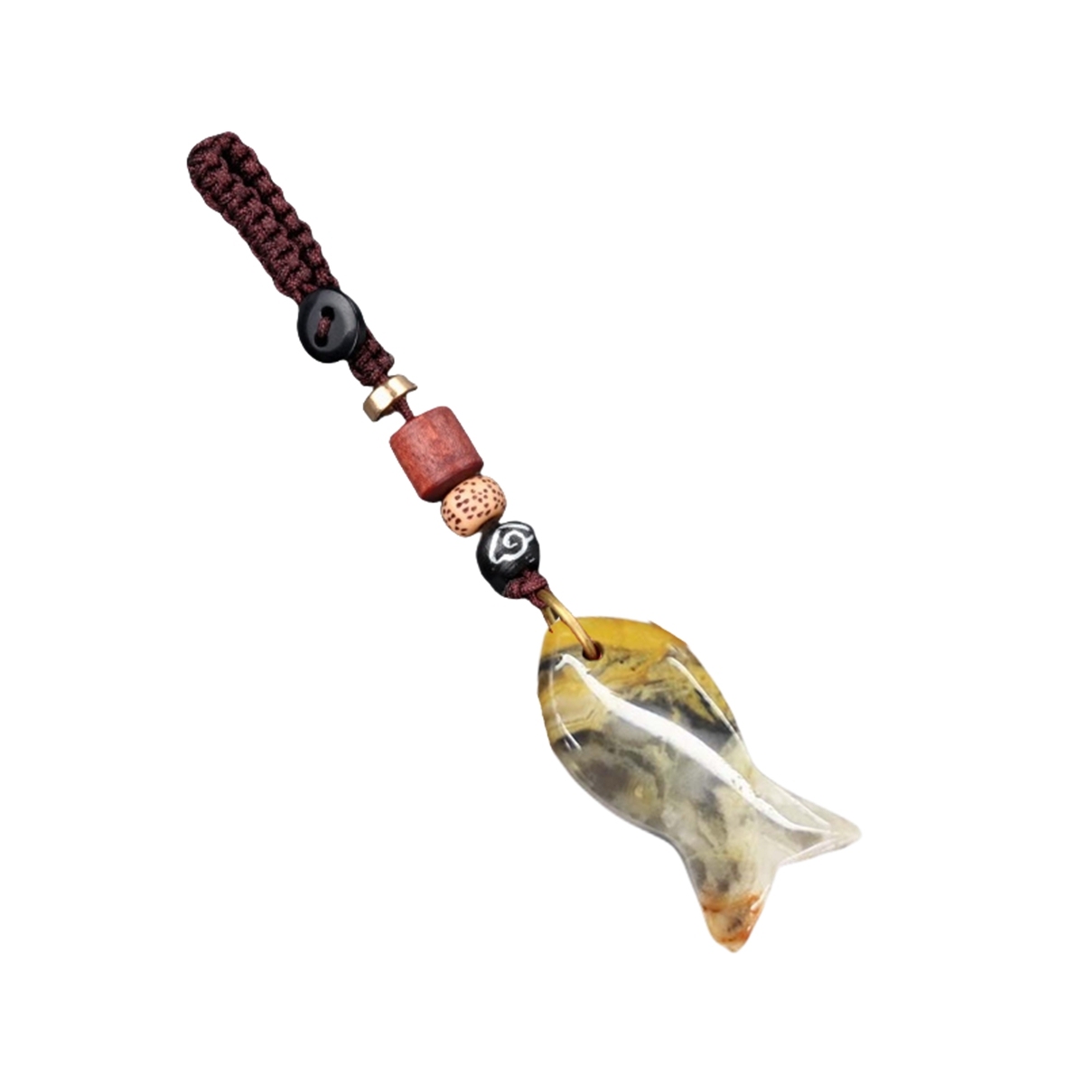 Gemstone Fish Pendant Woven Keychain
