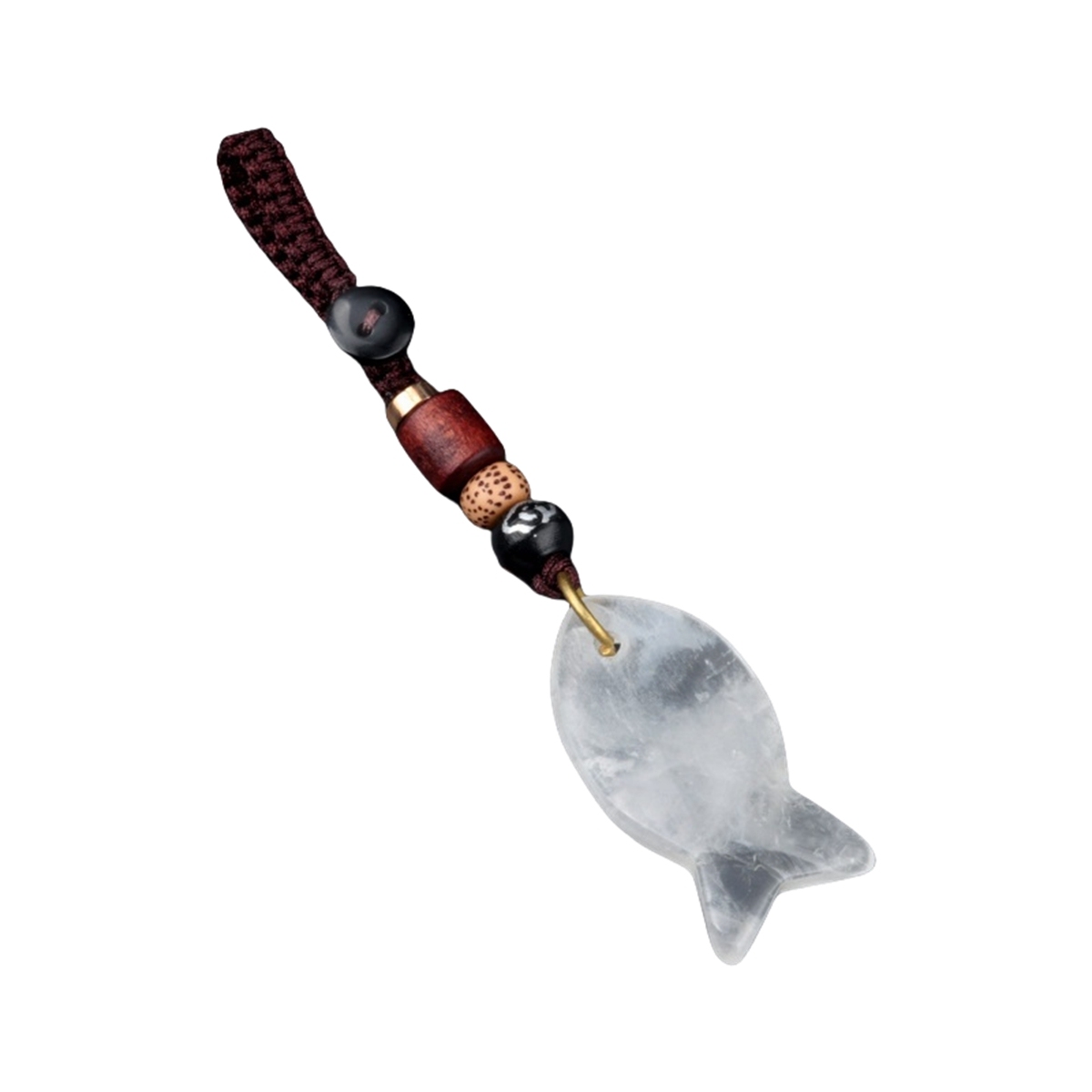 Gemstone Fish Pendant Woven Keychain