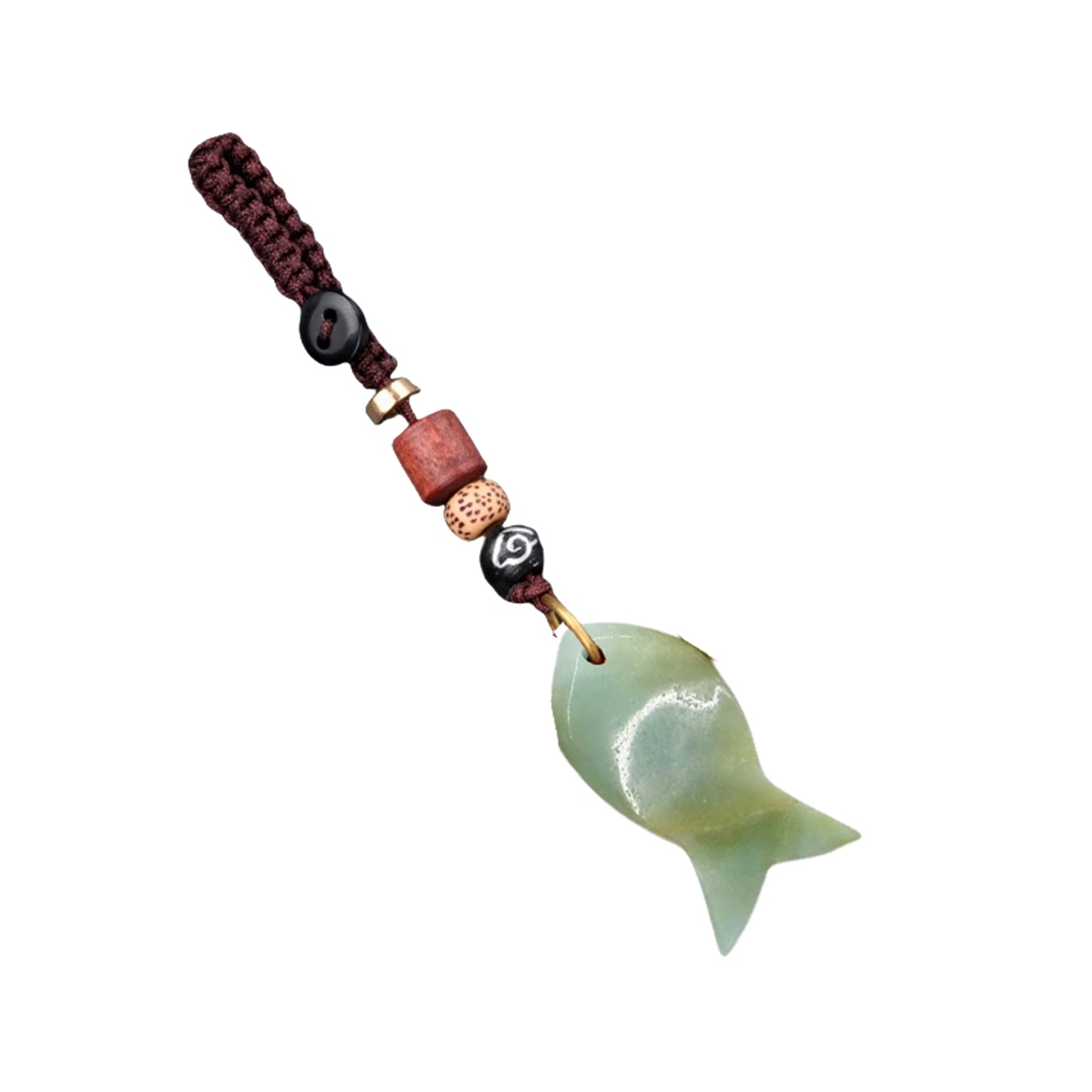 Gemstone Fish Pendant Woven Keychain