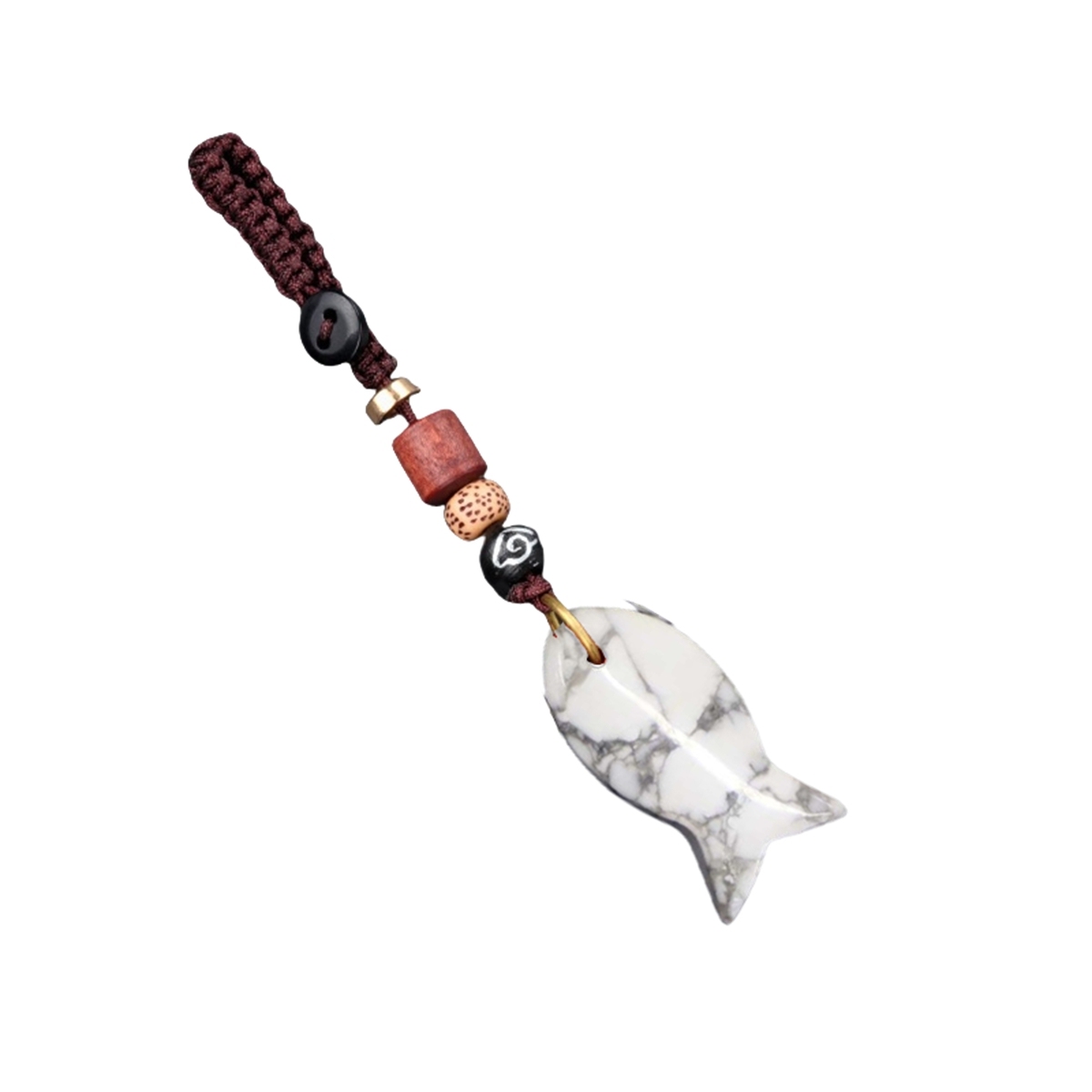 Gemstone Fish Pendant Woven Keychain
