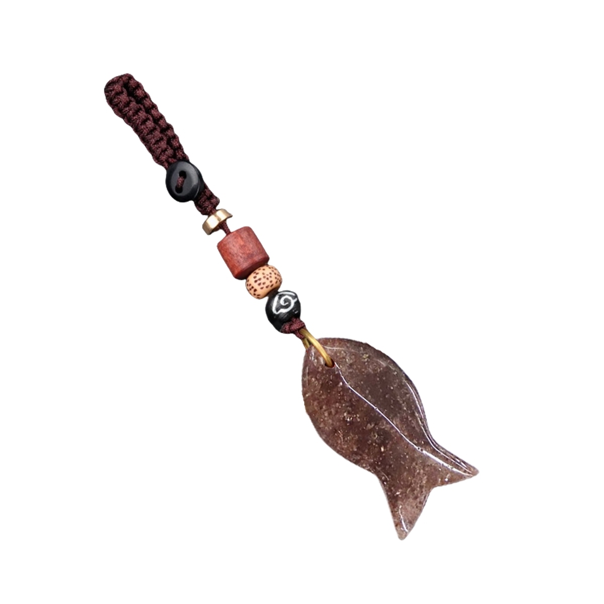 Gemstone Fish Pendant Woven Keychain