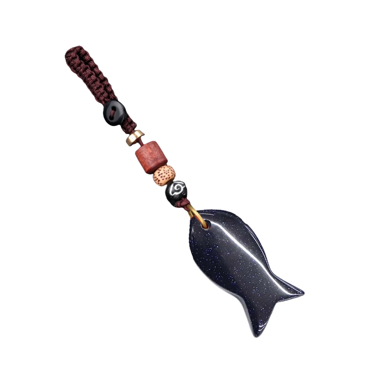 Gemstone Fish Pendant Woven Keychain