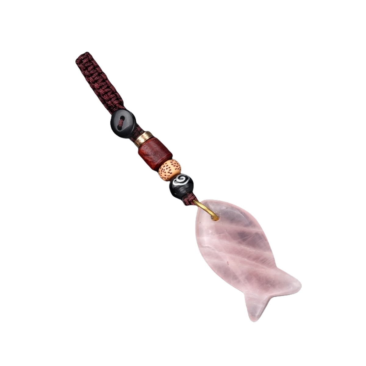 Gemstone Fish Pendant Woven Keychain