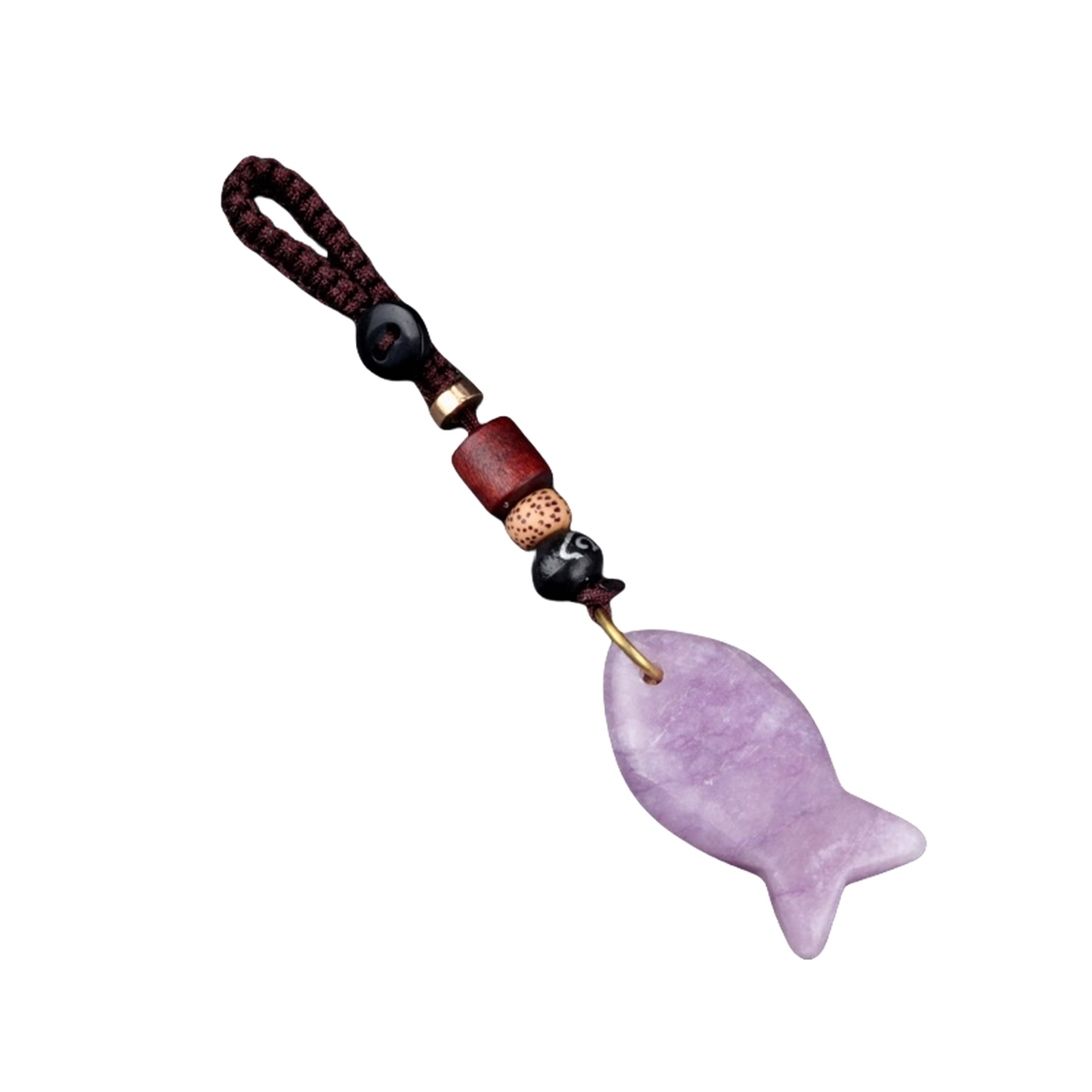 Gemstone Fish Pendant Woven Keychain