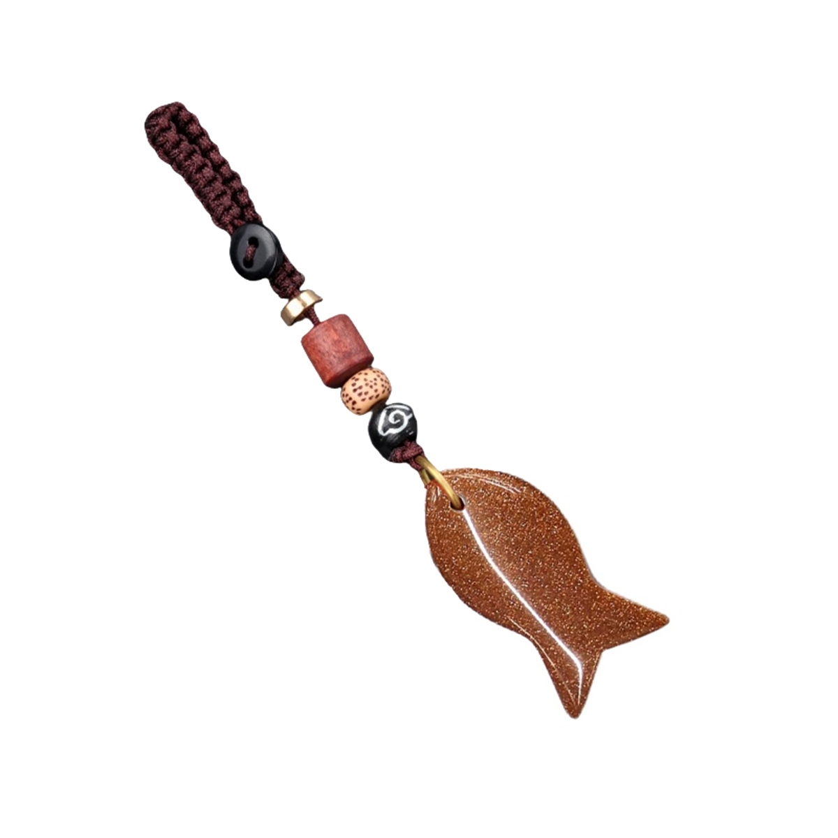 Gemstone Fish Pendant Woven Keychain