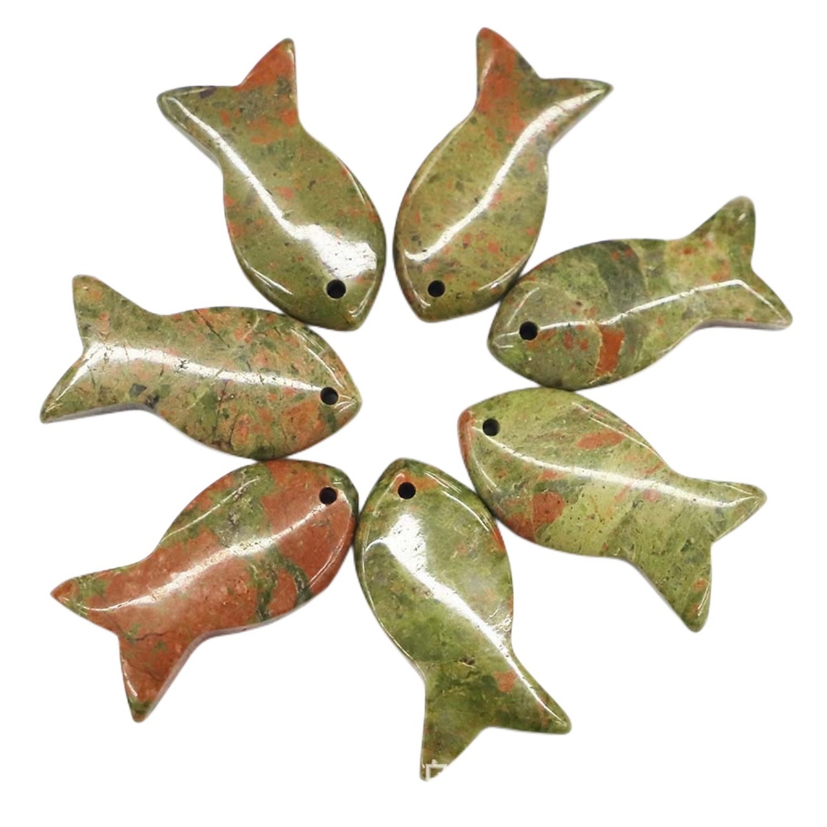 Gemstone Fish Pendant Woven Keychain
