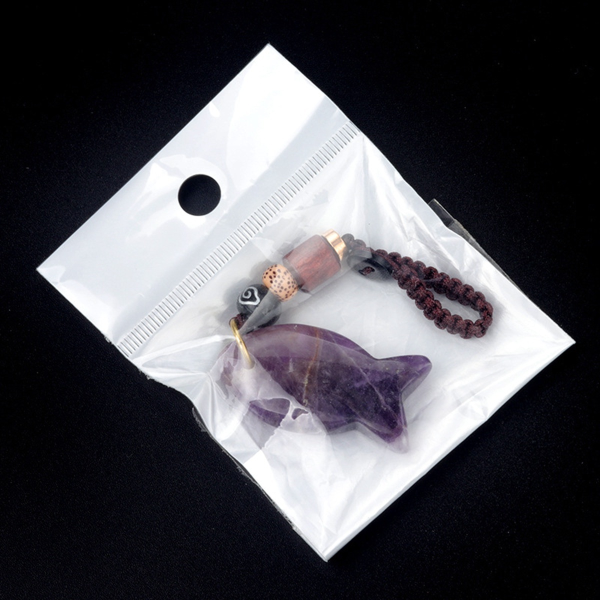 Gemstone Fish Pendant Woven Keychain