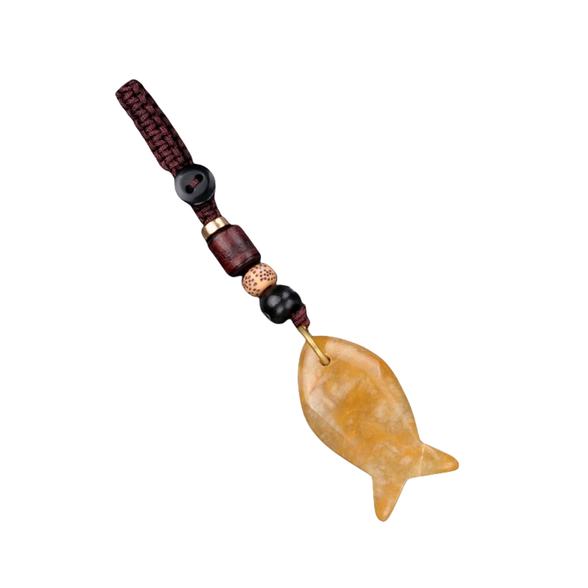 Gemstone Fish Pendant Woven Keychain