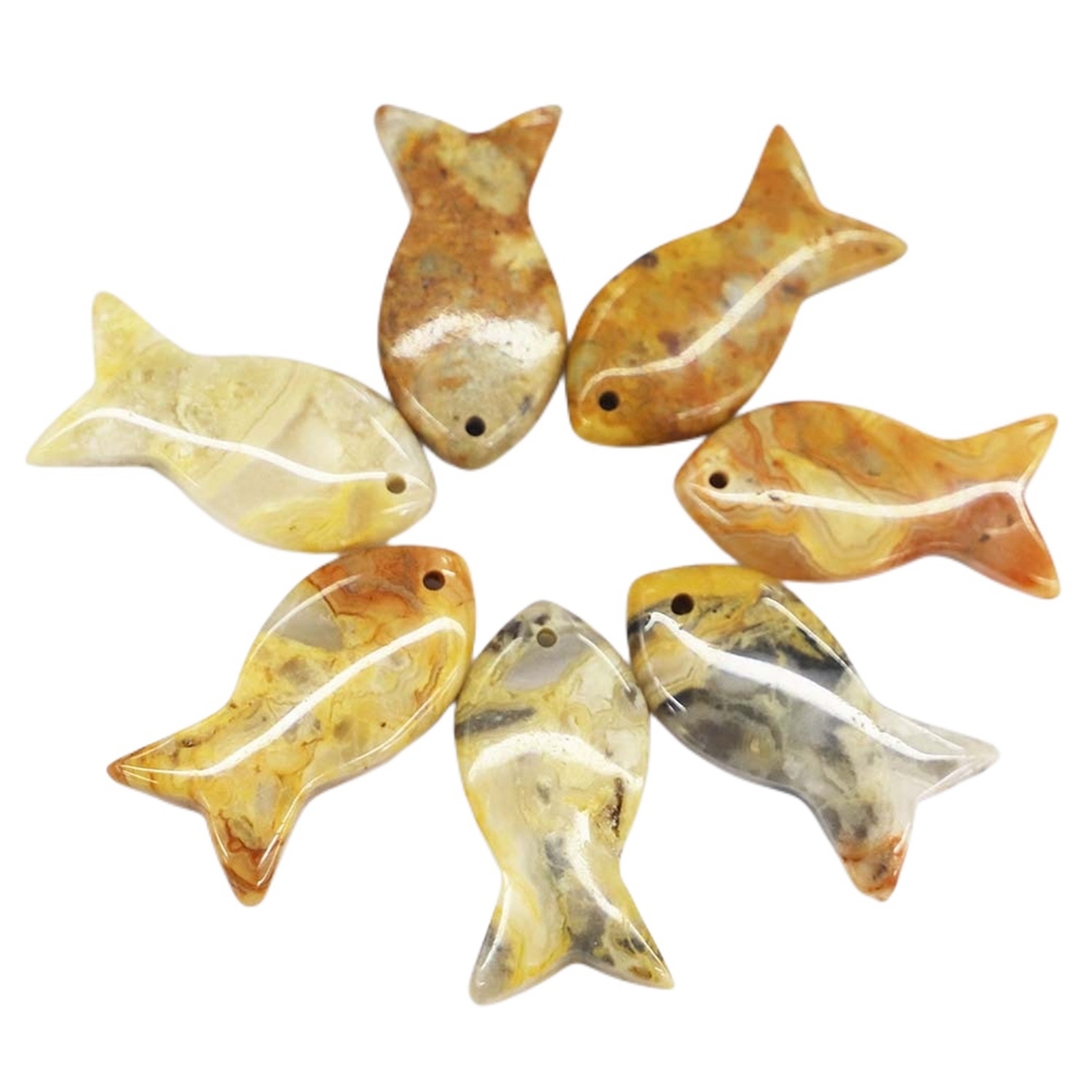 Gemstone Fish Pendant Woven Keychain